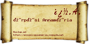 Árpási Annamária névjegykártya