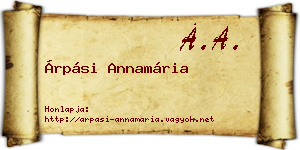 Árpási Annamária névjegykártya